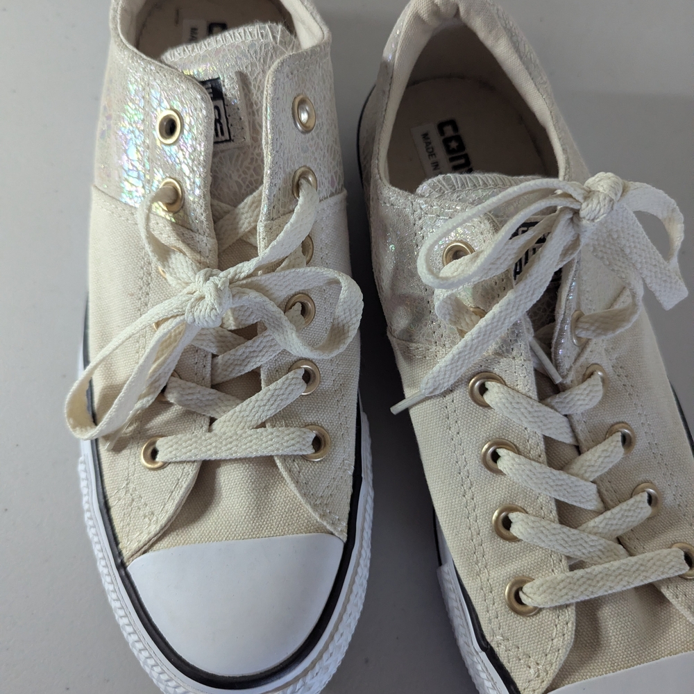 Converse Low Top Sneakers in Cream with White Toe Caps